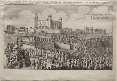 1641 के स्ट्रॉफोर्ड के अर्ल का निष्पादन। द्वारा Wenceslaus Hollar