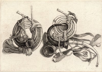 पांच शिकार सींग द्वारा Wenceslaus Hollar