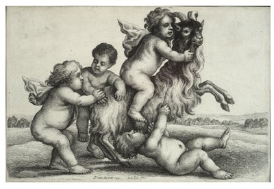 चार छोटे लड़के और एक बकरी द्वारा Wenceslaus Hollar