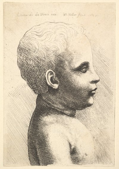 बच्चे के सिर और कंधे, प्रोफाइल में दाहिनी ओर, 1645। द्वारा Wenceslaus Hollar