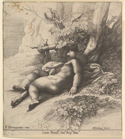 शिशु हरक्यूलिस सोते हुए, 1625-77। द्वारा Wenceslaus Hollar
