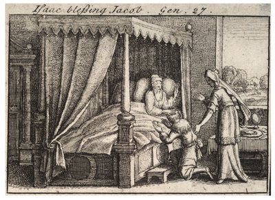 इसहाक ने याकूब को आशीर्वाद दिया। राज्य 2 द्वारा Wenceslaus Hollar