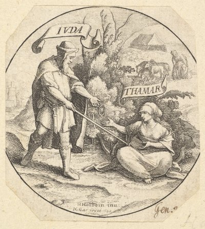 यहूदा और तामार, 1640। द्वारा Wenceslaus Hollar