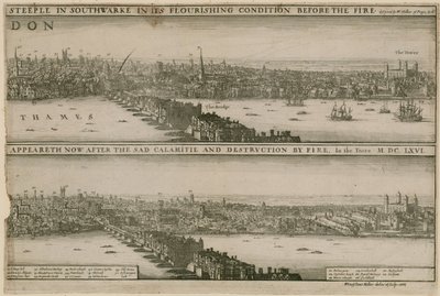 ग्रेट फायर से पहले और बाद में लंदन द्वारा Wenceslaus Hollar