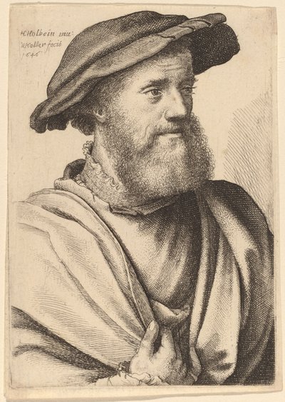 दाढ़ी वाला आदमी दाहिनी ओर देख रहा है हैंस होल्बिन, 1646। द्वारा Wenceslaus Hollar