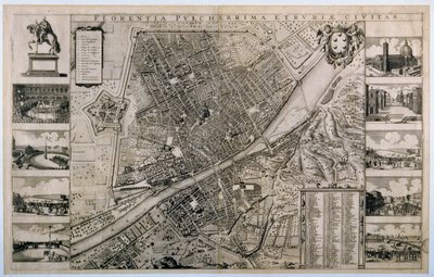 फ्लोरेंस शहर का नक्शा द्वारा Wenceslaus Hollar