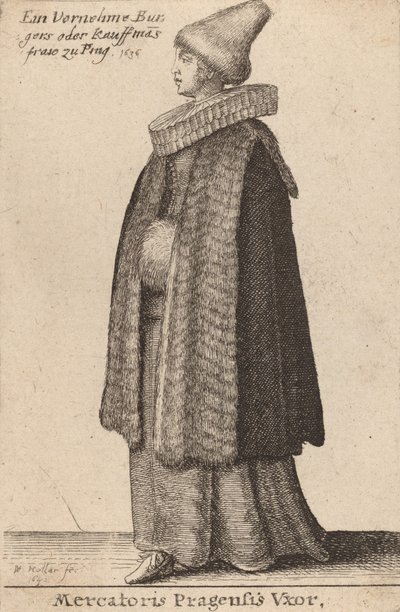 प्राग के मर्चेंट का Vxor, 1642। द्वारा Wenceslaus Hollar