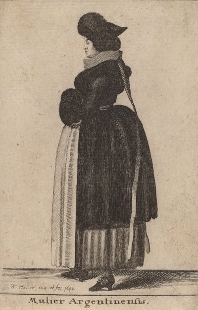अर्जेंटीना की महिला, 1642। द्वारा Wenceslaus Hollar