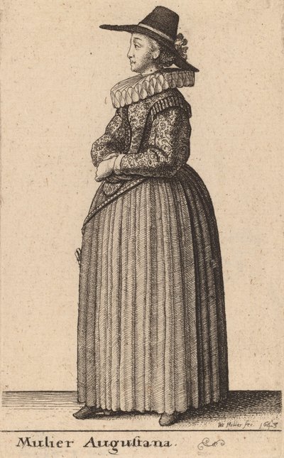 एक ऑगस्टन महिला, 1643। द्वारा Wenceslaus Hollar