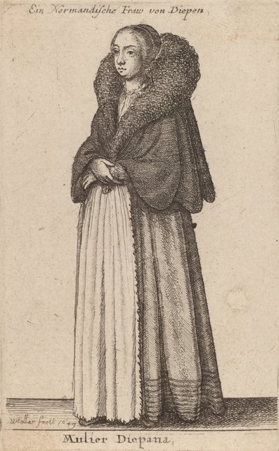 दीपाना महिला, 1649। द्वारा Wenceslaus Hollar