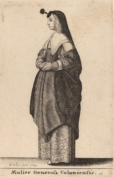 कोलोन की उदार महिला, 1643। द्वारा Wenceslaus Hollar