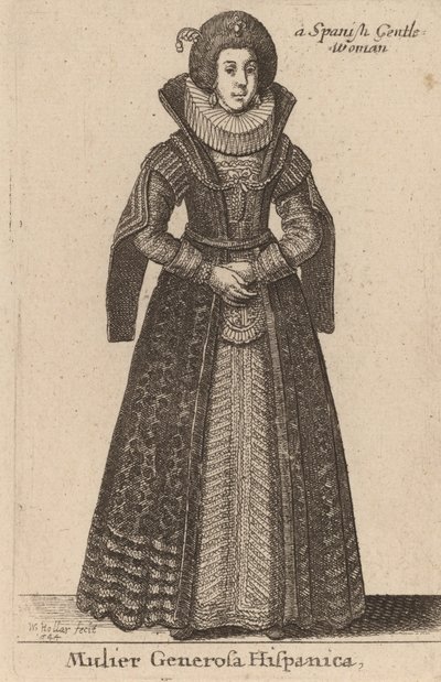 एक स्पेनिश उदार महिला, 1644। द्वारा Wenceslaus Hollar