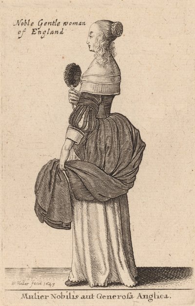 एक महान या उदार अंग्रेजी महिला, 1643। द्वारा Wenceslaus Hollar