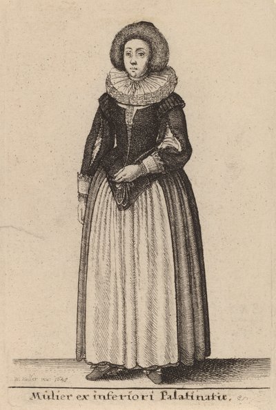 अवर पैलैनेटस की एक महिला, 1643। द्वारा Wenceslaus Hollar