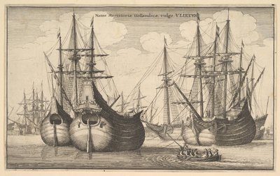 Mercantoriæ डच जहाजों, आम तौर पर डच Freighters या बांसुरी, 1647 vlieten। द्वारा Wenceslaus Hollar