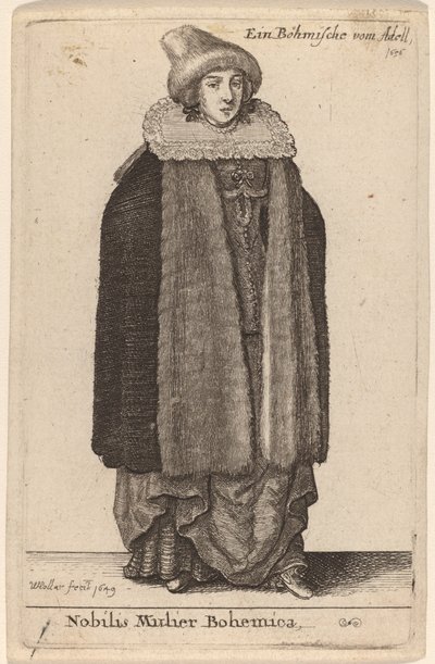 एक कुलीन बोहेमियन महिला द्वारा Wenceslaus Hollar