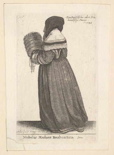 Brabantica महान औरत, ब्राबांट, 1648 से noblewoman। द्वारा Wenceslaus Hollar