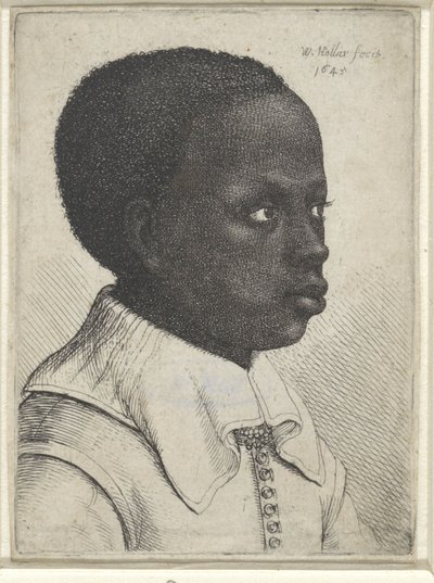 एक काले लड़के का चित्रण, 1645 द्वारा Wenceslaus Hollar