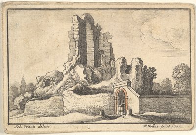 1673 में रोम में एस्क्विलाइन हिल पर खंडहर और एक वर्जित द्वार। द्वारा Wenceslaus Hollar