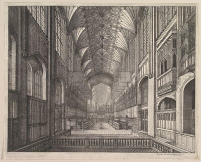 सेंट जॉर्ज चैपल गाना बजानेवालों, विंडसर, 1663। द्वारा Wenceslaus Hollar