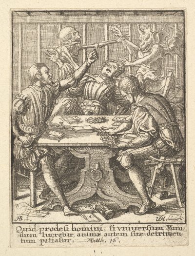 द गैमेस्टर्स, डांस ऑफ़ डेथ, 1651 से। द्वारा Wenceslaus Hollar
