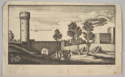 1625-77 को कोलोन कॉपी के पास कुनीबरट टॉवर। द्वारा Wenceslaus Hollar
