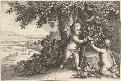 रिवर गॉड एंड द बॉयज़, 1625-77। द्वारा Wenceslaus Hollar