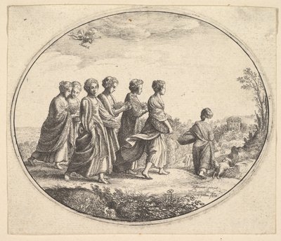 अगलौरा बुध और हर्स की बेटियाँ, कै। 1646। द्वारा Wenceslaus Hollar