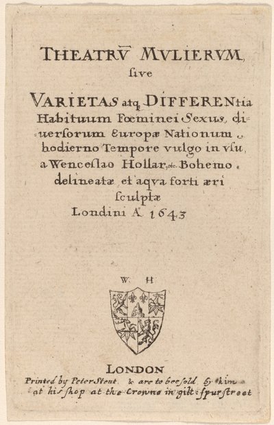 महिलाओं का रंगमंच: शीर्षक पृष्ठ द्वारा Wenceslaus Hollar