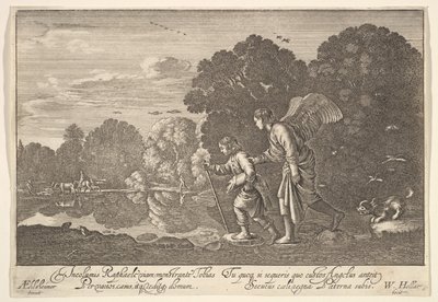 टोबियास और परी, 1644-52। द्वारा Wenceslaus Hollar