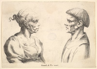 दो सिर, 1625-77। द्वारा Wenceslaus Hollar