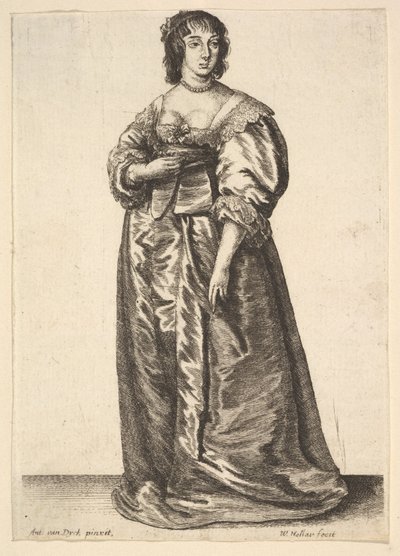 एंथोनी वैन डाइक के बाद पूरी लंबाई वाली महिला, 1625-77। द्वारा Wenceslaus Hollar