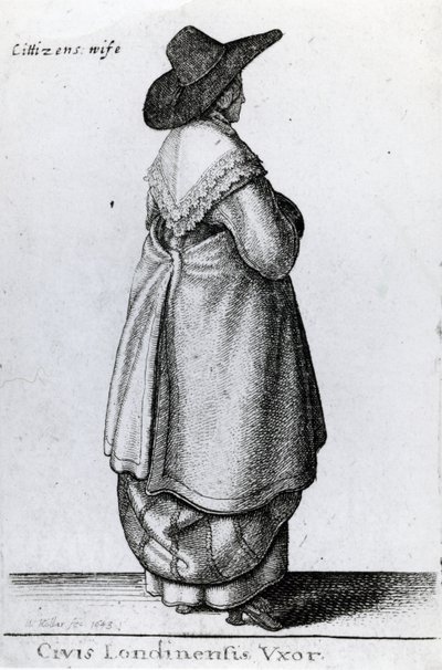 लंदन के एक नागरिक की पत्नी, 1643 द्वारा Wenceslaus Hollar