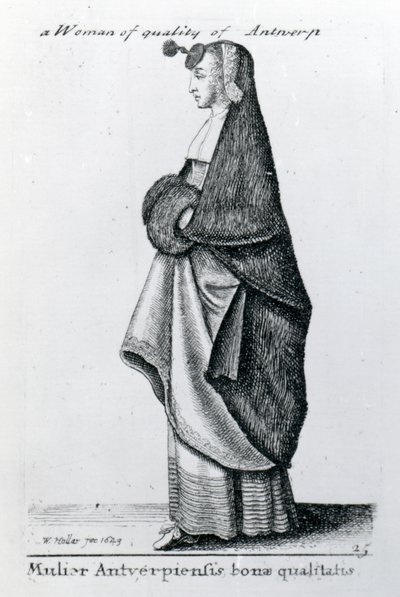 एंटवर्प से गुणवत्ता की महिला, 1643 द्वारा Wenceslaus Hollar