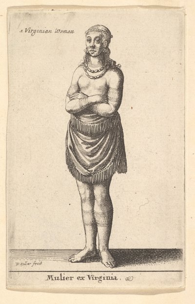 वर्जीनिया की महिला, कै। 1643। द्वारा Wenceslaus Hollar