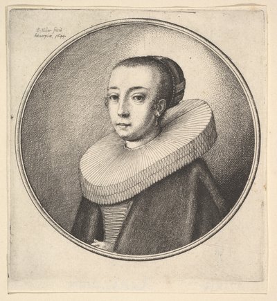 सर्कुलर लेस रफ वाली महिला, 1644। द्वारा Wenceslaus Hollar