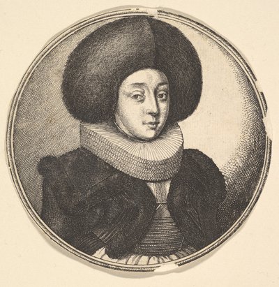 बड़े परिपत्र फर टोपी और फीता रफ के साथ महिला, 1645। द्वारा Wenceslaus Hollar