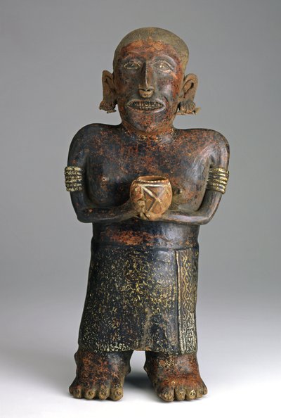 स्टैंडिंग फीमेल फिगर, c.200 BCE-300 CE (सिरेमिक विथ रेड, व्हाइट एंड ब्लैक स्लिप पेंट) द्वारा पश्चिम मैक्सिकन