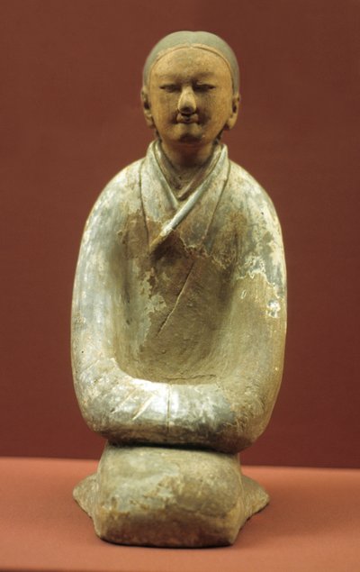 एड़ी पर बैठी महिला, 206 ई.पू.-8 ई द्वारा पश्चिमी हान राजवंश चीनी स्कूल