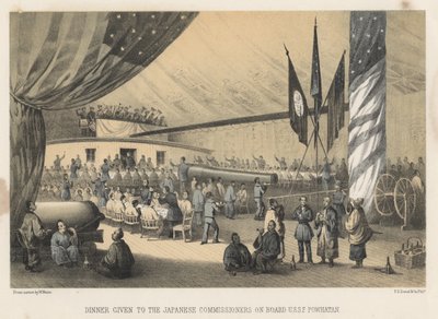 डिनर बोर्ड पर USSF पोहाटन, 1855 में जापानी आयुक्तों को दिया गया द्वारा विल्हेम जोसेफ हेन