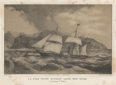 यूएस स्टीम फ्रिगेट मिसिसिपी पासिंग पुंटा ट्रिस्टाओ, 1855 द्वारा विल्हेम जोसेफ हेन