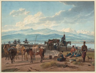 हॉल्ट ऑफ़ रशियन कॉसैक्स, 1804 द्वारा विल्हेम कोबेल रिटर वॉन