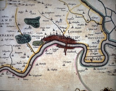 लंदन और उसके आसपास का दृश्य। W. Blaeu . द्वारा एटलस द्वारा विलेम ब्लाउ