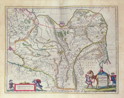 गोल्डन वर्ल्ड थिएटर न्यू एटलस, 1645 से साइबेरिया और चीन का नक्शा द्वारा विलेम जांज़ून ब्लाउ