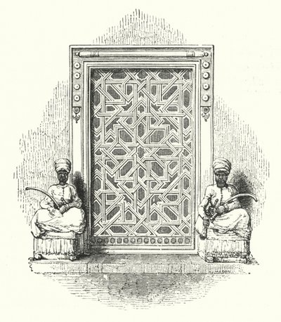 अला-एड-दीन के दरवाजे पर दो किन्नर (उत्कीर्णन) द्वारा विलियम (बाद) हार्वे