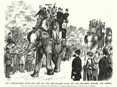 पंच कार्टून: वन-इन-हैंड क्लब द्वारा फोर-इन-हैंड क्लब कट आउट (शनिवार को डर्बी से पहले) (उत्कीर्णन) द्वारा विलियम (बाद) राल्स्टन