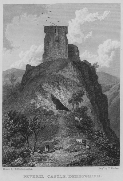 पेवरिल कैसल, डर्बीशायर (उत्कीर्णन) द्वारा विलियम (बाद में) वेस्टाल