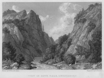 डोव डेल, डर्बीशायर में देखें (उत्कीर्णन) द्वारा विलियम (बाद में) वेस्टाल