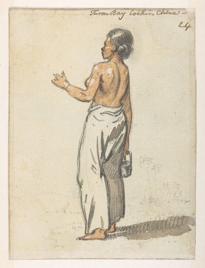 24 #39;टूरन बे, कोचीन चीन#39; की महिला, 1792 और 1794 के बीच चीन के सम्राट के पास लॉर्ड मैकार्टनी के दूतावास के दौरान बनाए गए परिदृश्य, समुद्र तट, वेशभूषा और रोजमर्रा की जिंदगी के 372 चित्रों के एक एल्बम से (कागज़ पर पेंसिल और पानी के रंग) द्वारा विलियम अलेक्जेंडर