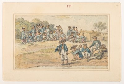 एफ.11 55 चीनी भाषा का अध्ययन, 1792 और 1794 के बीच लॉर्ड मैकार्टनी के चीन के सम्राट के दूतावास के दौरान बनाए गए परिदृश्य, समुद्र तट, वेशभूषा और रोजमर्रा की जिंदगी के 372 चित्रों के एक एल्बम से (कागज़ पर पेंसिल और पानी के रंग) द्वारा विलियम अलेक्जेंडर